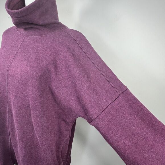 Athleta Plum Purple Cozy Karma Funnel Neck Sweatshirt Small Fleece Lined - Picture 6 of 16